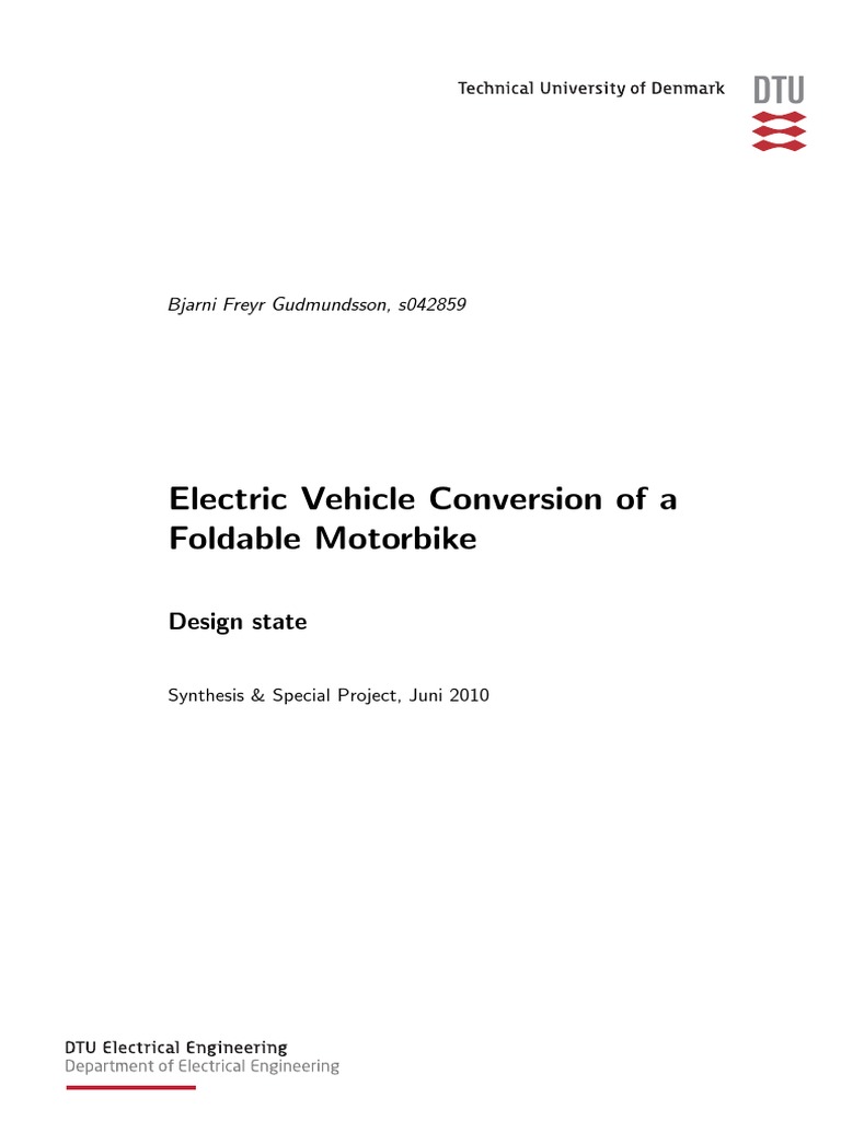 Electric Vehicle Conversion of A Foldable Motorbike PDF Belt