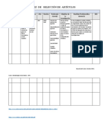 Formato MATRIZ de SELECCIÓN de ARTÍCULOS