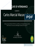 Certificate For Carlos Marcial Macarandang For - TechnoFair 2022 - The Futur...