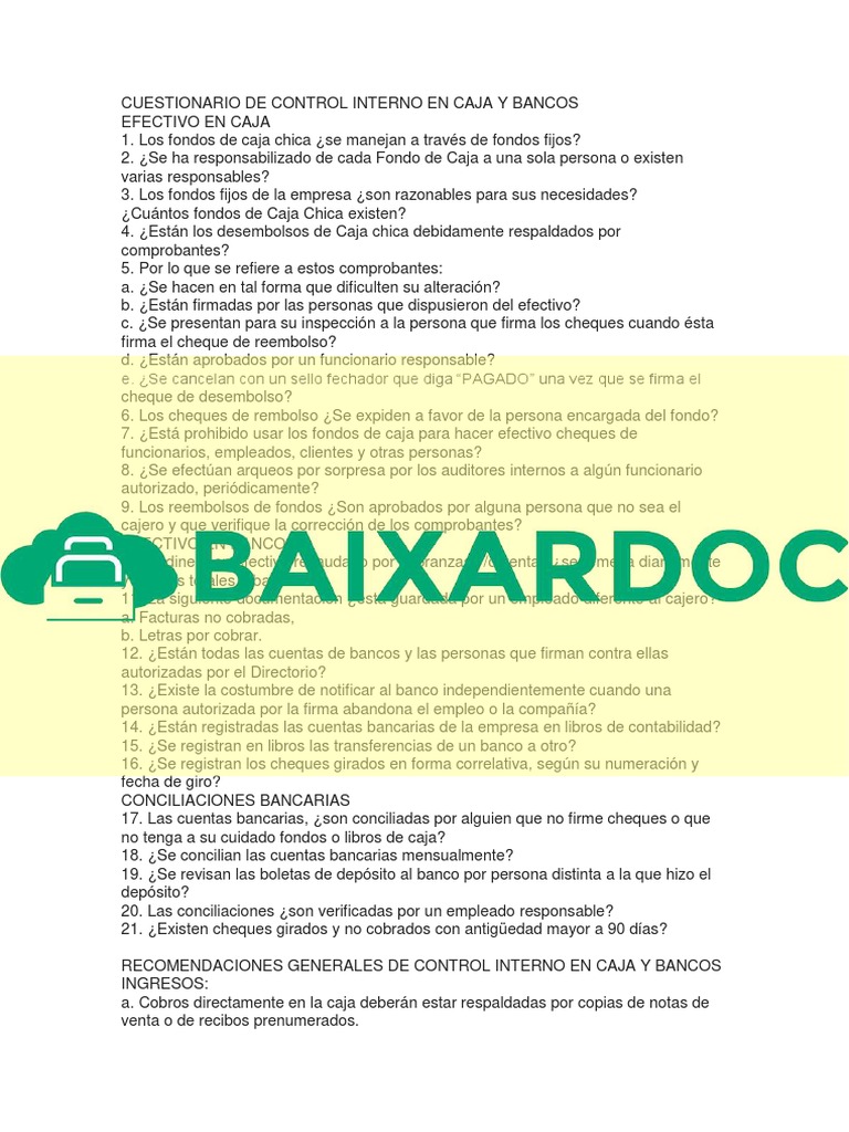 Control Interno de Caja y Bancos | PDF | Bancos | Contabilidad