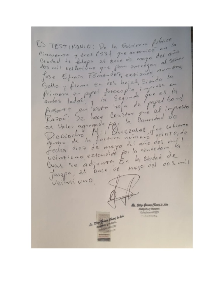 Primer Testimonio PDF