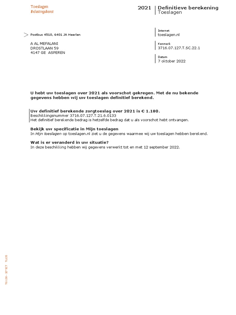 Definitieve Berekening Toeslagen 2021 PDF