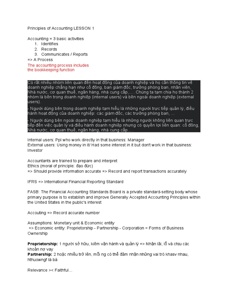 Principles of Accouting LESSON 1 | PDF