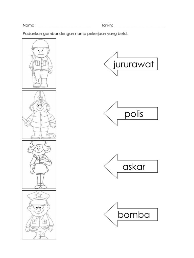 Lembaran Kerja Pekerjaan Beruniform Prasekolah Lembaran Kerja | Images ...