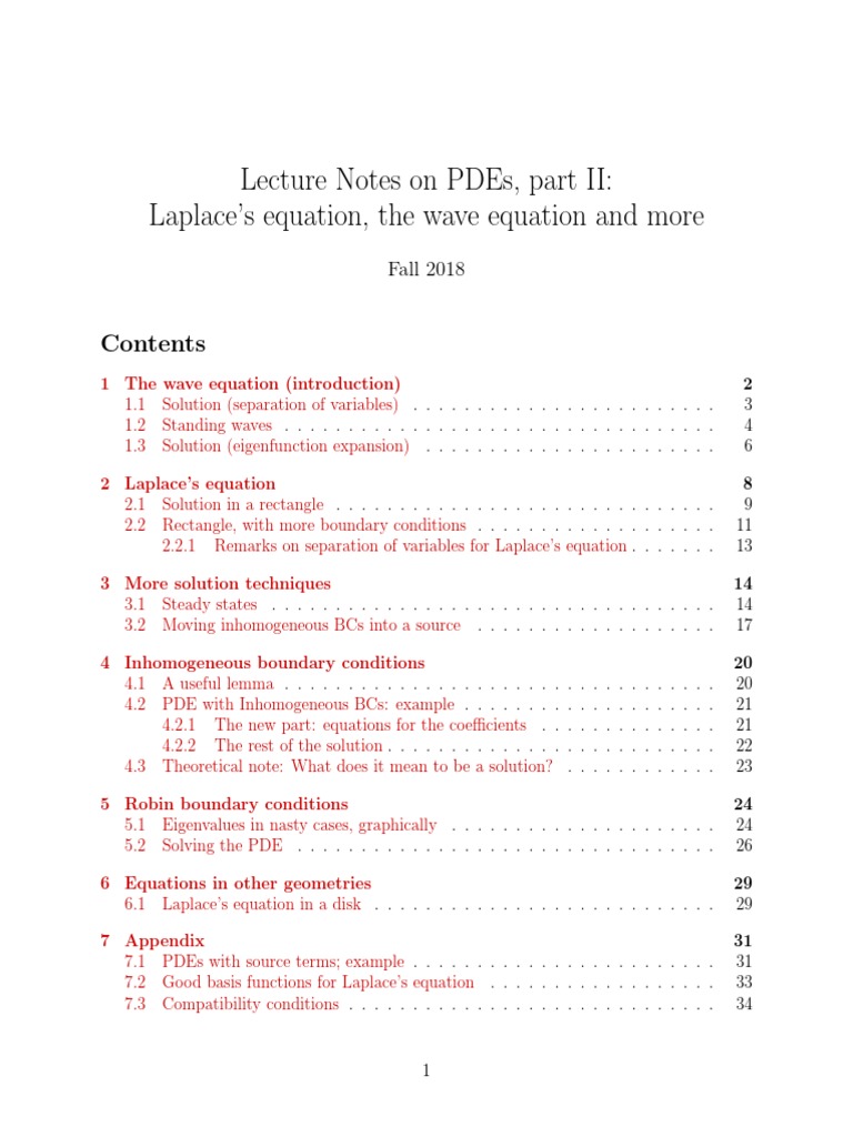 PDEs: Laplace & Wave Equations | PDF | Partial Differential Equation ...
