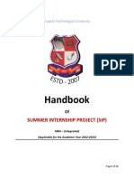 Handbook: Summer Internship Project (Sip)