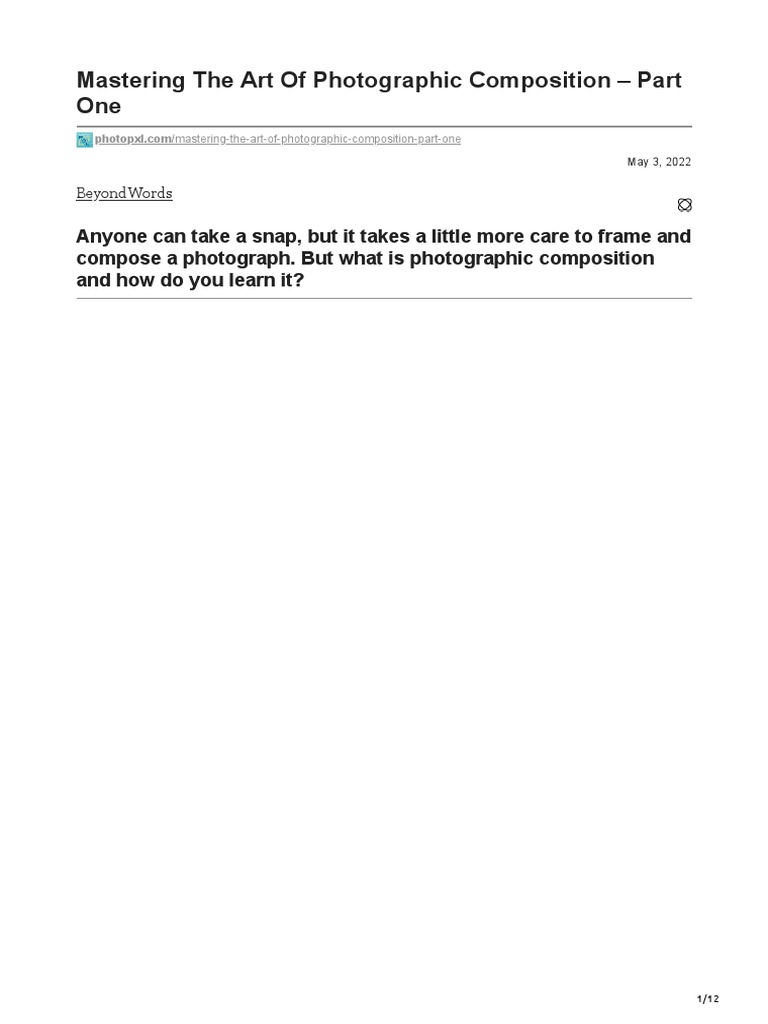 Mastering Photographic Composition Basics | PDF | Camera Lens | Zoom Lens