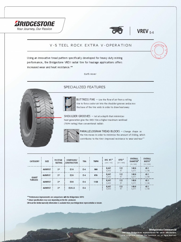 Ficha Bridgestone VREV E4 (46-90R57) | PDF | Tire | Applied And ...