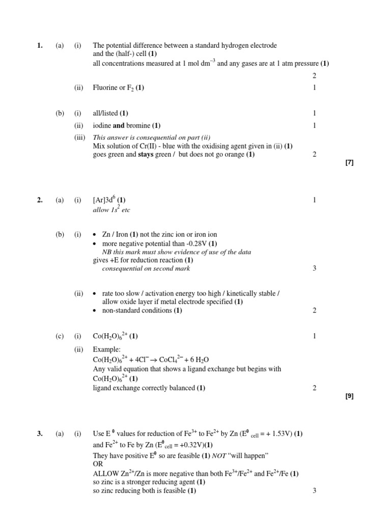 Chem Unit 5electrchemistry Answers | PDF | Redox | Ph