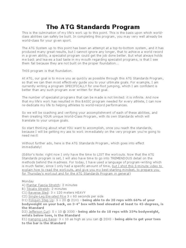 The Atg Standards Program PDF Free PDF Recreation