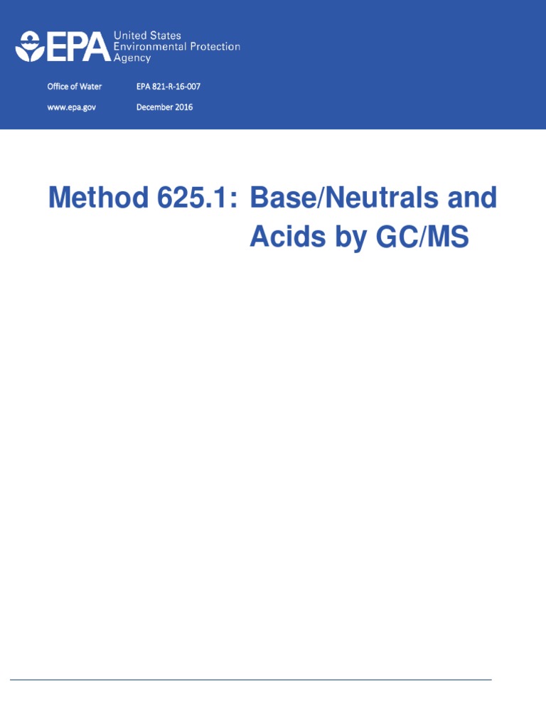 EPA Method 625.1 for GC/MS Analysis | PDF | Gas Chromatography | Mass ...