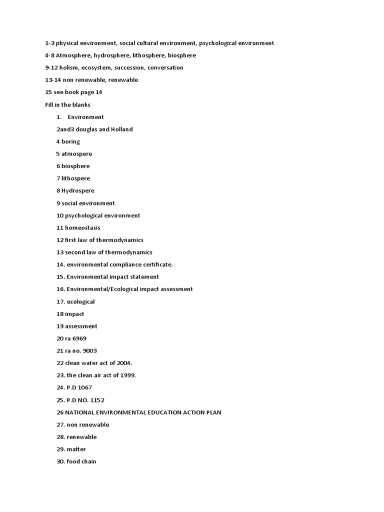 environmental science answer PDF