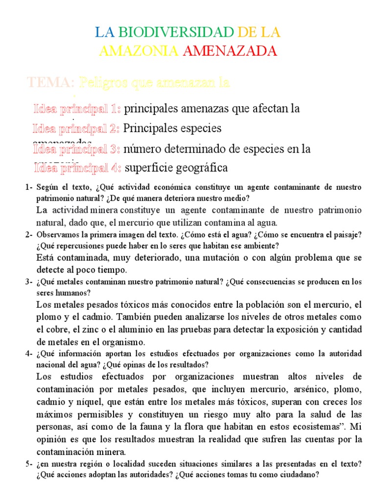 Amenazas y Especies en Peligro en la Amazonia | PDF | Ambiente ...
