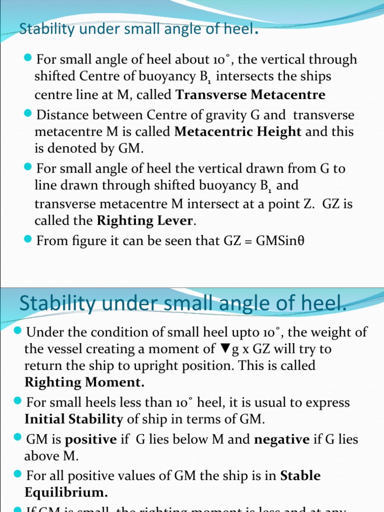 Transverse Stability of Ship | PDF | Classical Mechanics | Physical ...