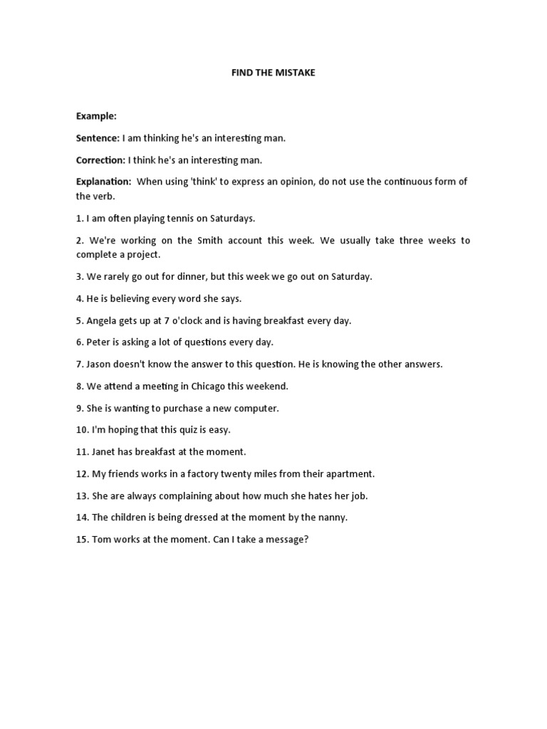 Find and Correct Sentence Mistakes | PDF