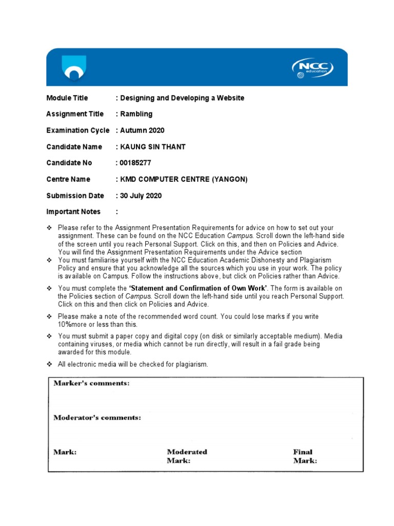 NCC Website Assignment Overview | PDF | World Wide Web | Internet & Web