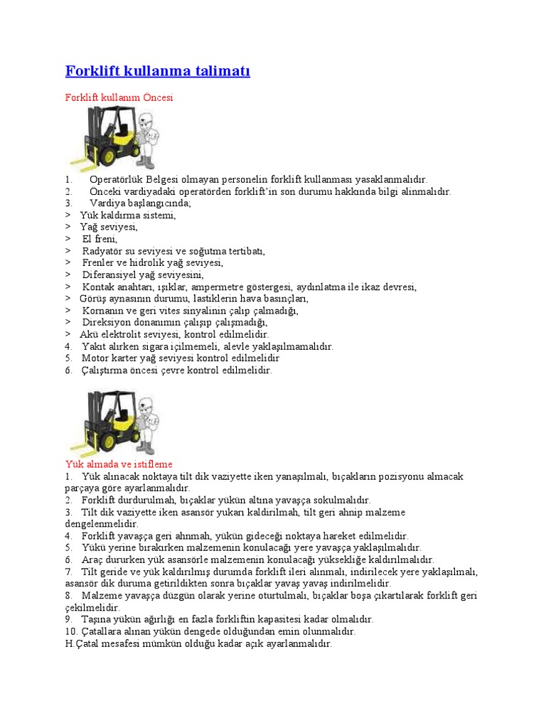 Forklift Kullanma Talimatı PDF