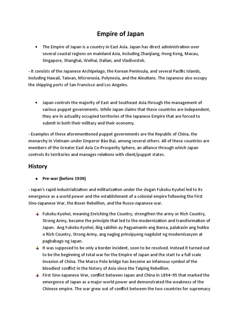 The Rise and Fall of the Japanese Empire A Document Analysis of Japan