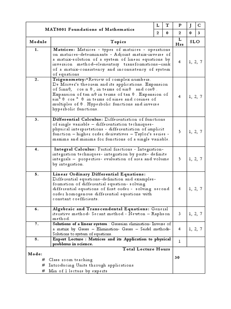 Engineering Mathematics Foundations | PDF | Equations | Differential ...