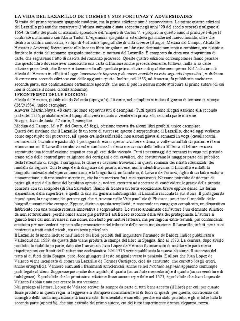 El Lazarillo de Tormes | PDF