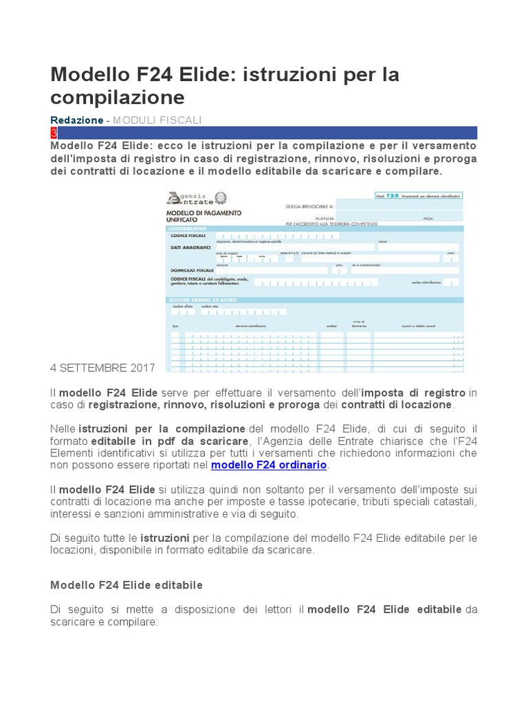 Modello f24 Elide Compilazione | PDF
