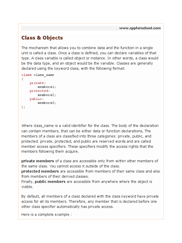 Chapter18 Class and Objects | PDF | Class (Computer Programming ...
