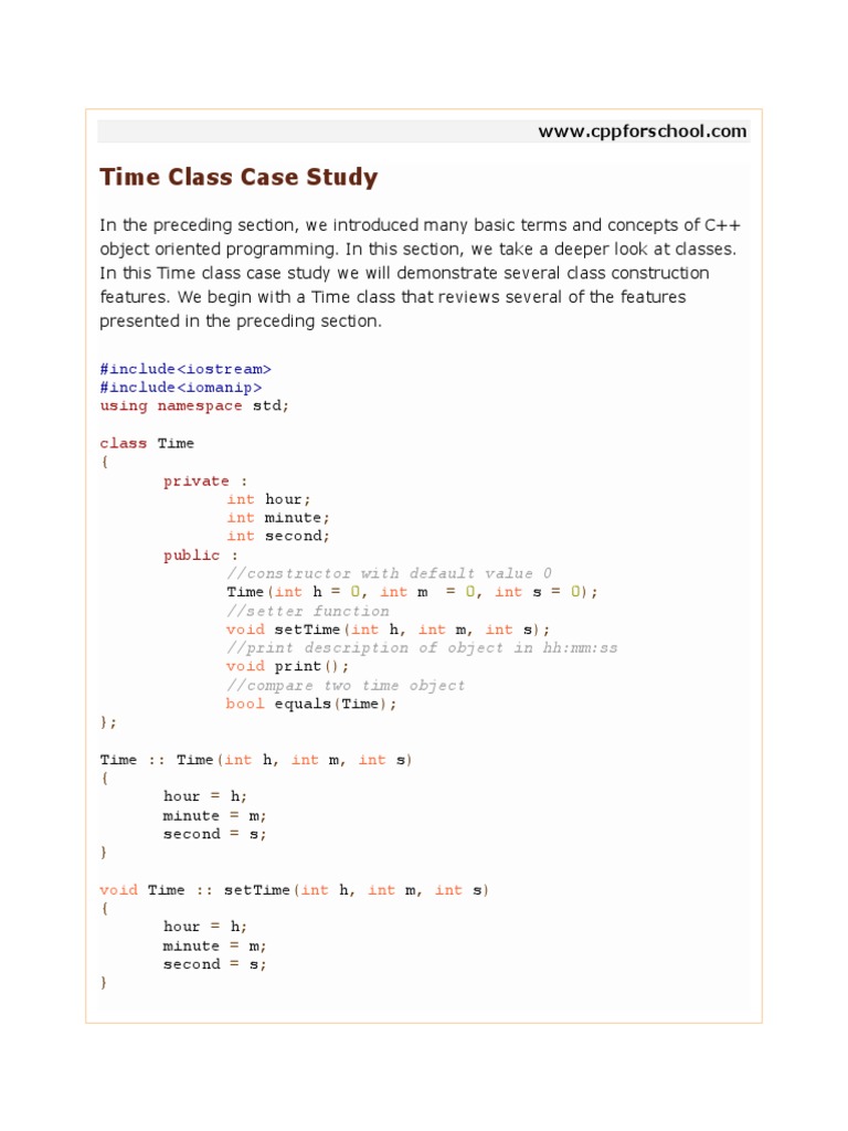 Understanding Object-Oriented Programming Concepts Through a Time Class ...