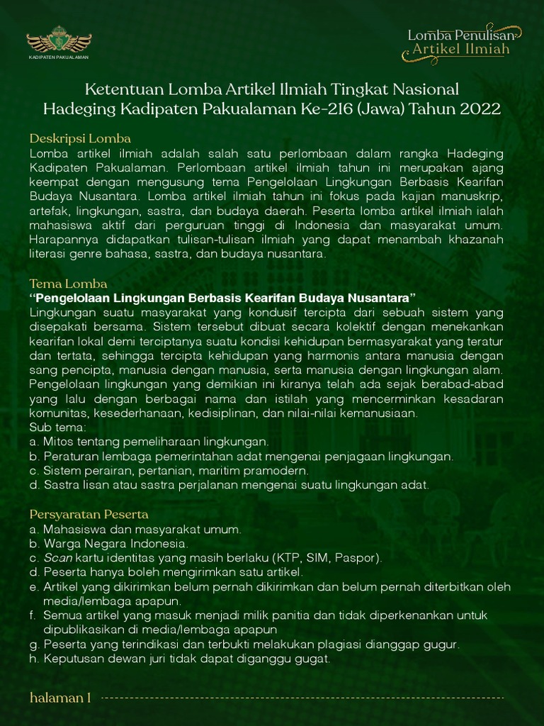 Ketentuan Lomba Artikel Ilmiah Pdf