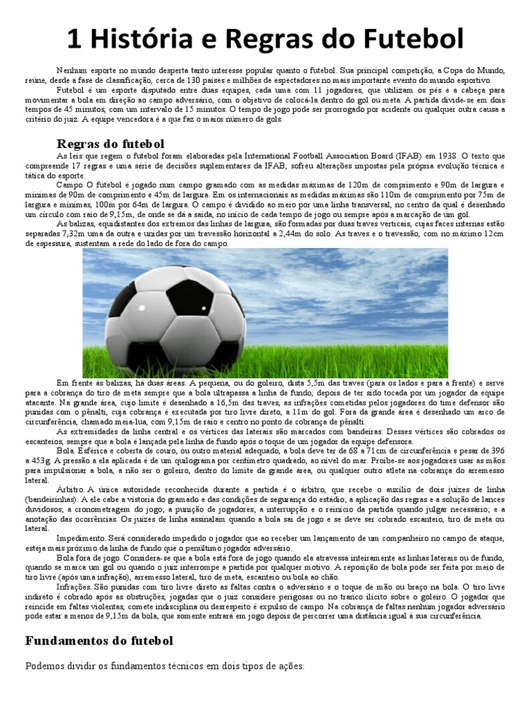 História e Regras do Futebol | PDF | Futebol | Copa do Mundo FIFA