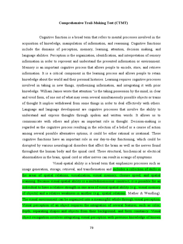 Comprehensive Trail-Making Test Overview | PDF | Executive Functions ...