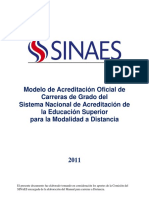 Modelo Acreditación Oficial Carreras Grado Distancia SINAES