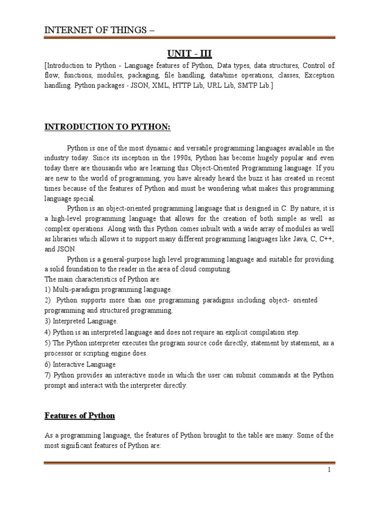 Internet Of Things Unit Iii Pdf Control Flow Parameter Computer