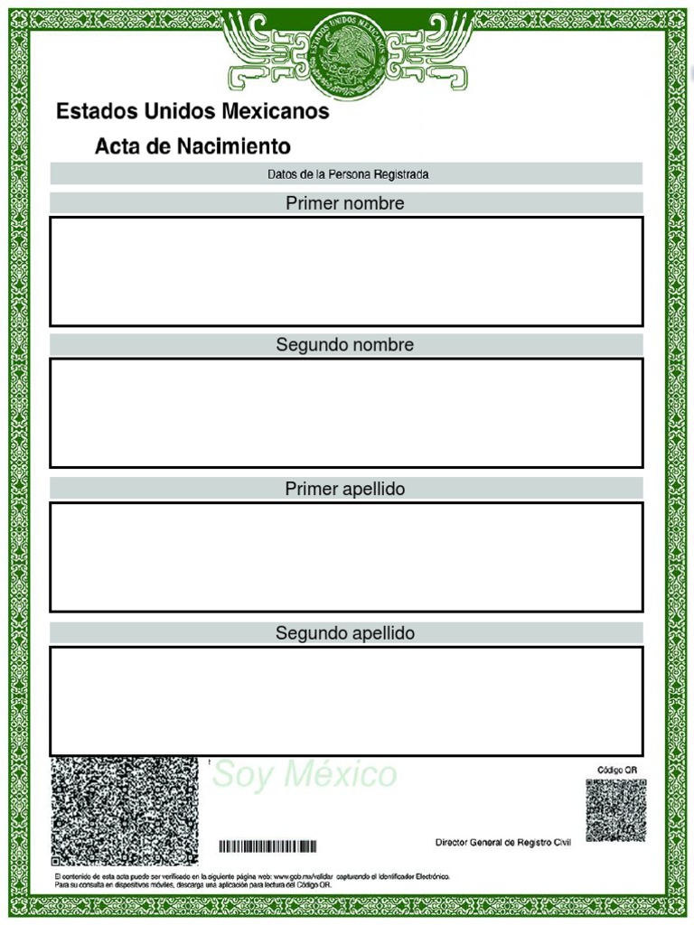Acta de Nacimiento y Hojas de Iniciales Por Color | PDF | Color | Rojo