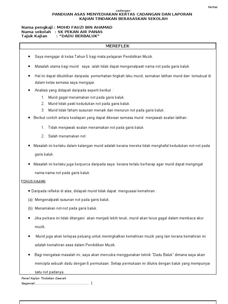 Proposal Kajian Tindakan Pdf