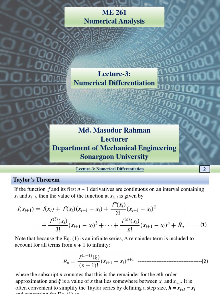 ME 261 (Lecture-4, Numerical Differentiation) | PDF | Finite Difference ...