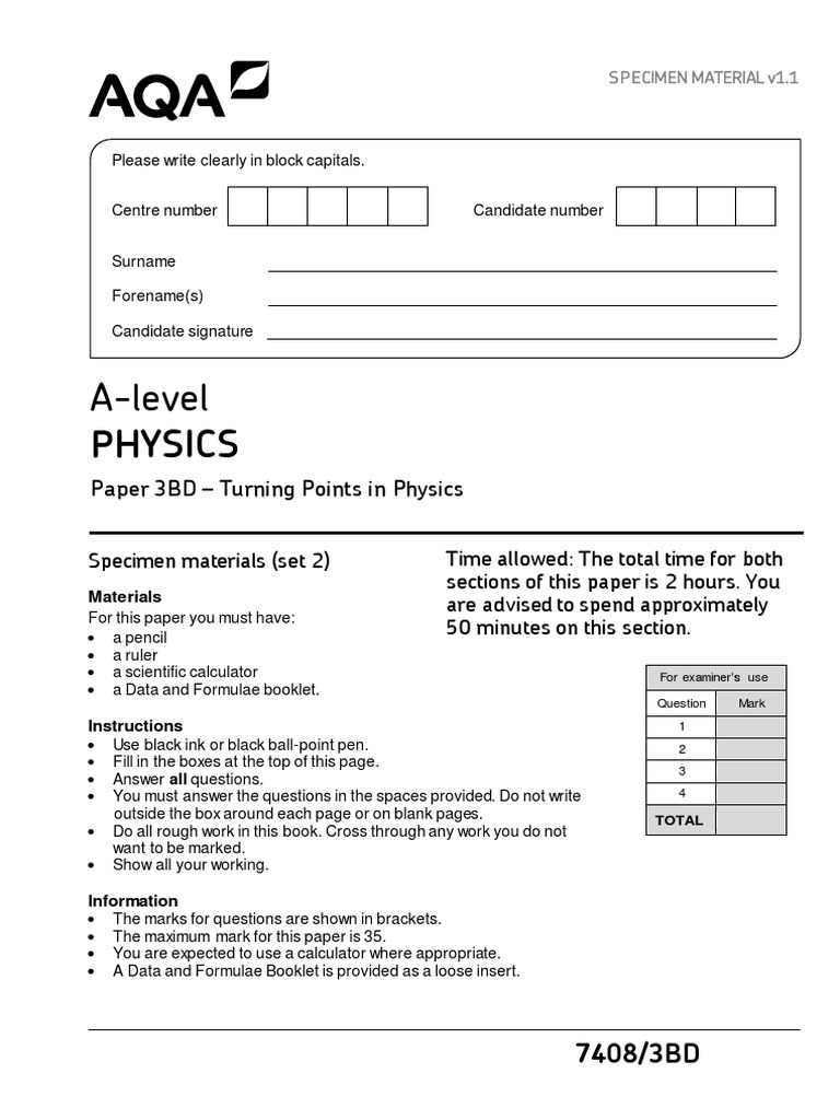 7408 3bd Specimen Question Paper Set 2 Paper 3bd Turning Points v1.1