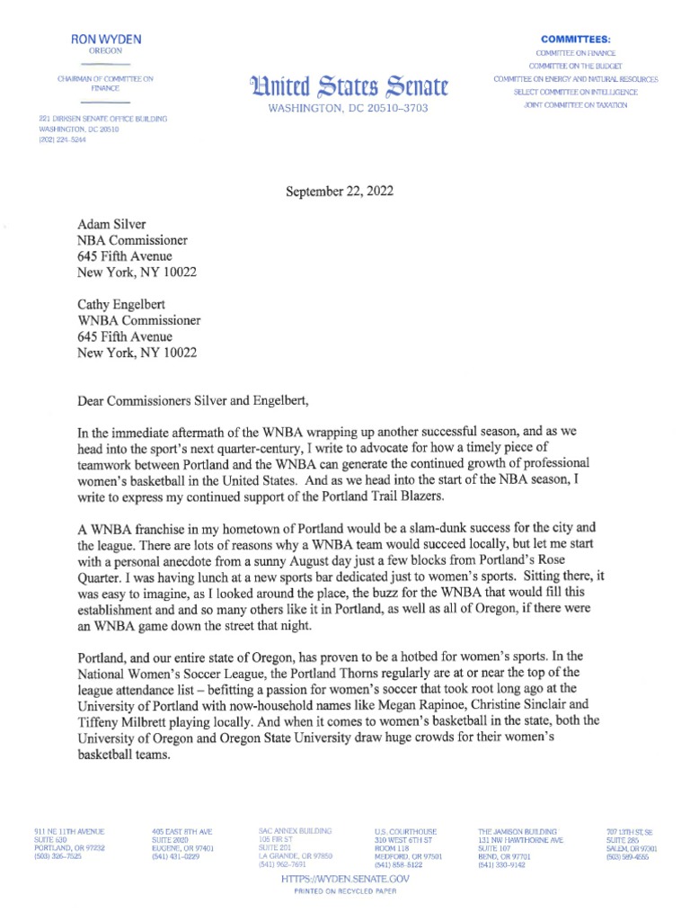 WNBA Letter | PDF