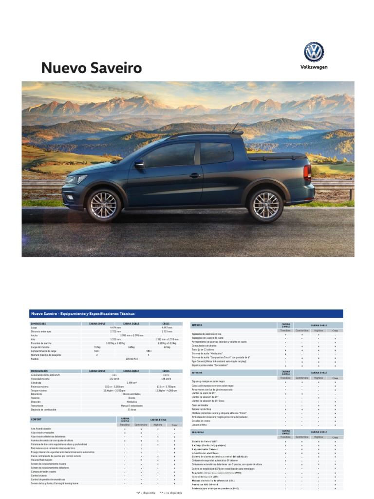 Ficha Tecnica Saveiro MY21 | PDF | Estilos de carrocería | Fabricantes ...