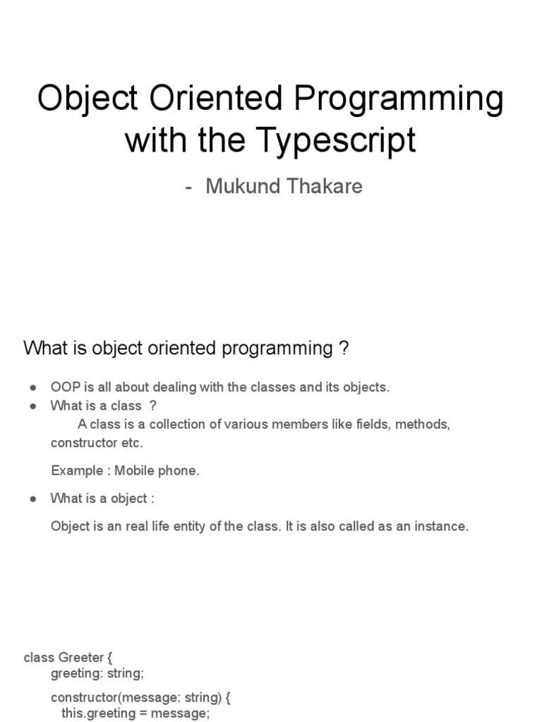 Object Oriented Programming With The Typescript PDF Class Computer Object oriented programming with the typescript pdf class computer