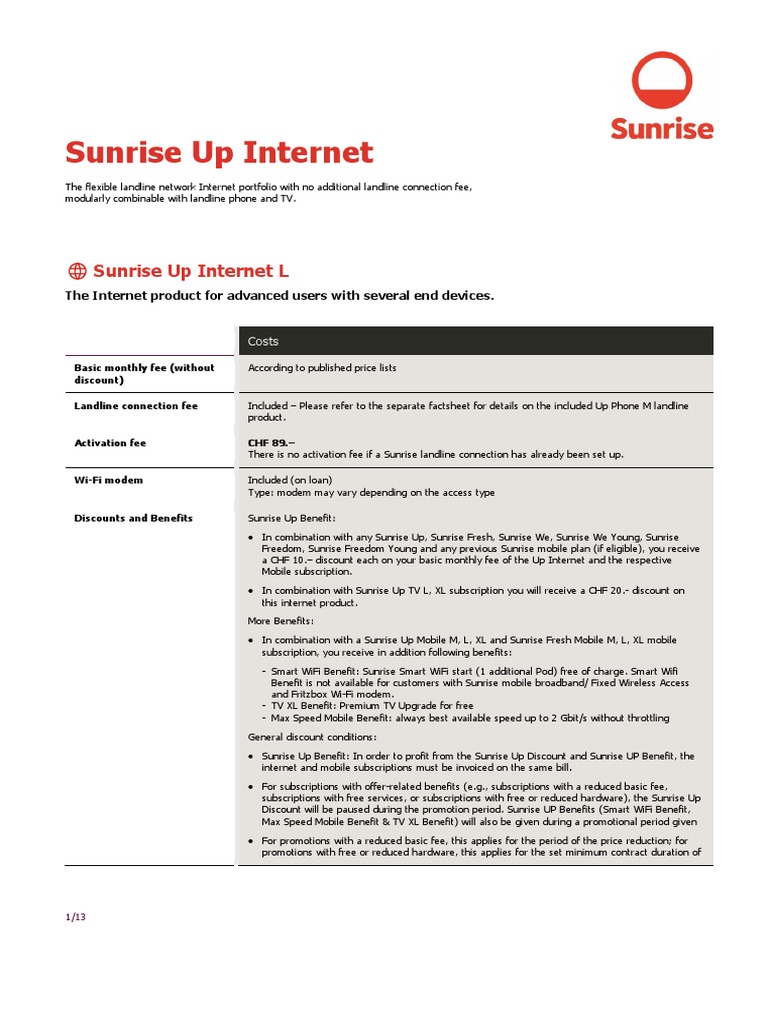 Sunrise Up Internet Plans Overview | PDF | Internet Access | Computer ...