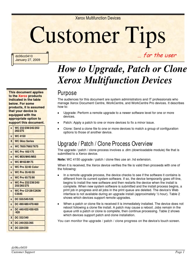 Update Xerox PDF File Transfer Protocol World Wide 