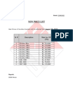 New Price List W.E.F From 22 August 2022
