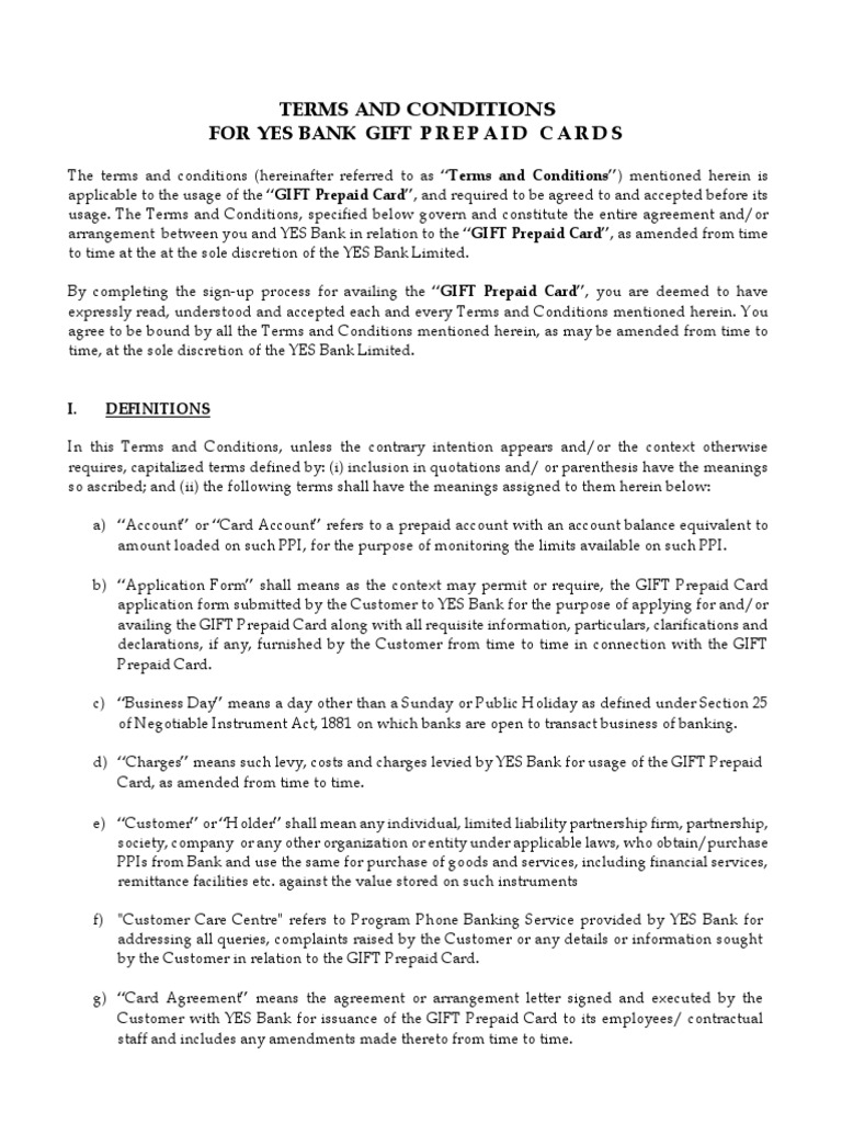 Prepaid Cards Terms and Conditions | PDF | Debit Card | Credit Card