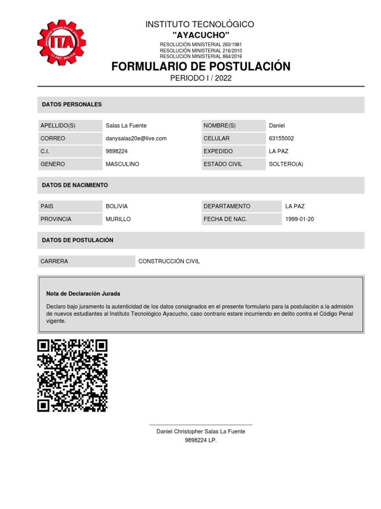 Formulario ITA | PDF