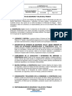 Sst-Doc-002 Politica de Seguridad y Salud en El Trabajo