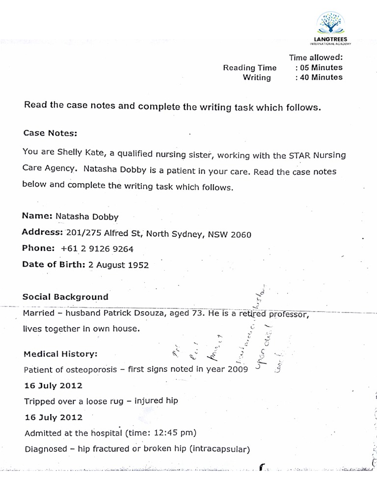 Lang Trees Academy Natasha Dobby Oet Writing Task Sample PDF