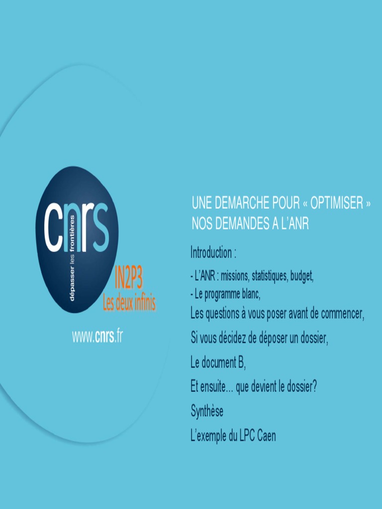 Optimiser les demandes à l'ANR | PDF | Gestion de projet