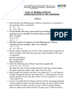 Pair of Linear Equations in Two Variables - Chapter End Worksheet