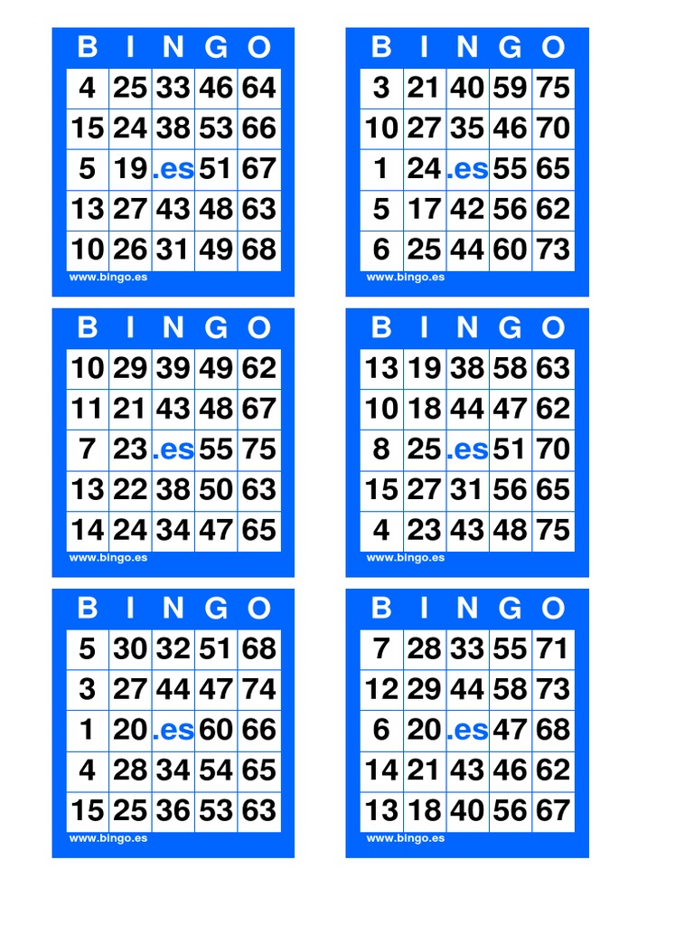 Cartones Bingo 75 Bolas | PDF