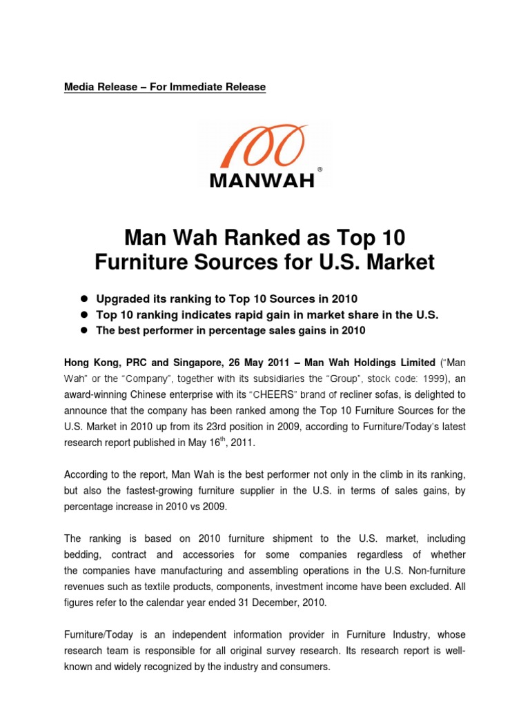 Man Wah Ranked As Top 10 Furniture Sources For U.S. Market PDF